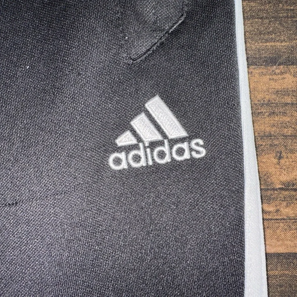 Adidas Sweatpants Black Stripes Size 24x29 No Size Tag Ankle Zipper